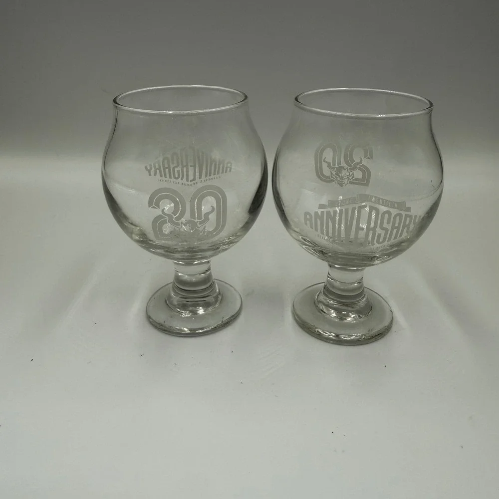 Stone Brewing 20th Anniversary Snifter Glasses Lot of 2 Craft Beer Gargoyle Logo